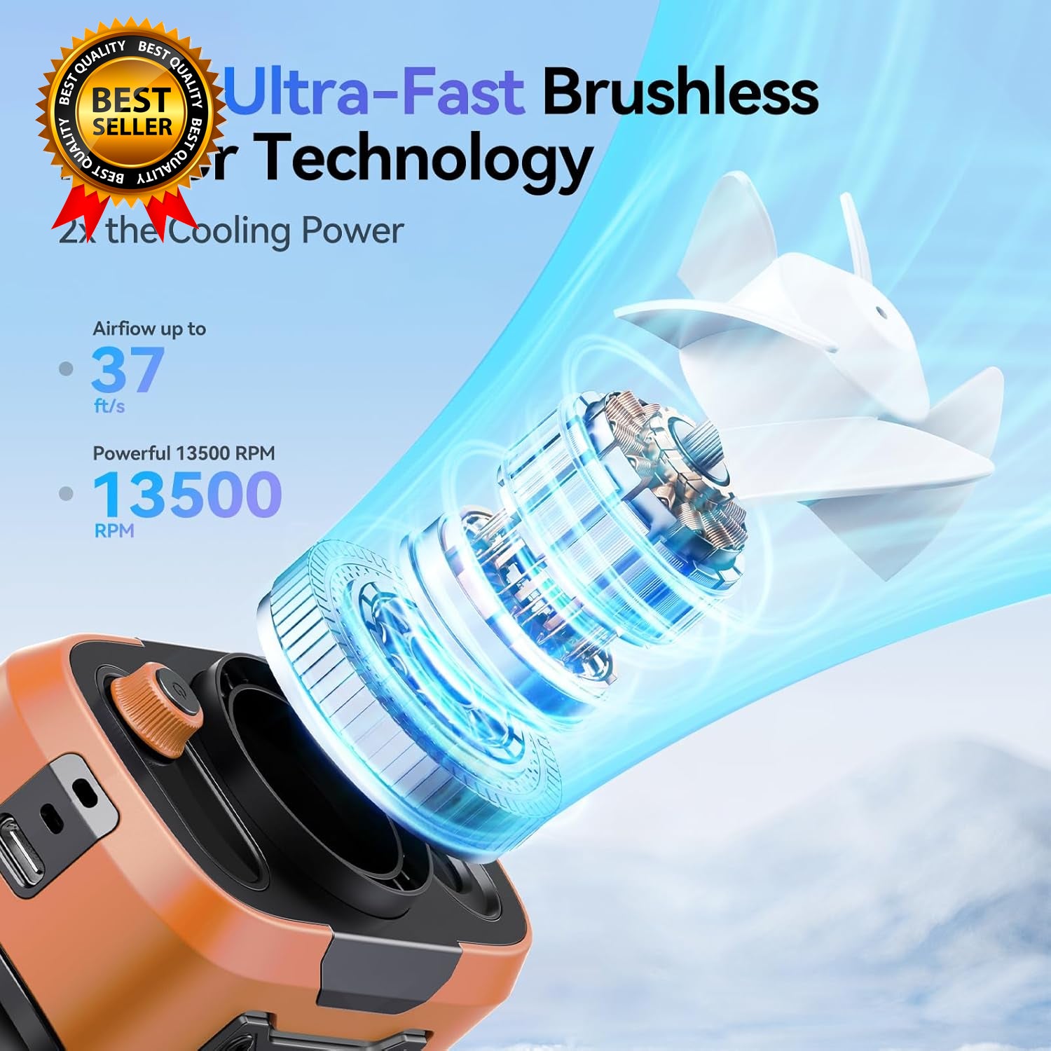 5 in 1 Portable Waist Fan 100 Speeds Powerful 13500RPM Hands-Free Neck Fan