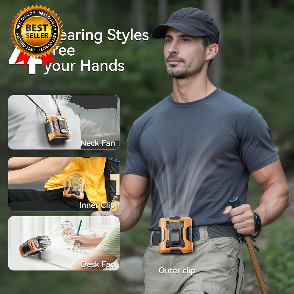 5 in 1 Portable Waist Fan 100 Speeds Powerful 13500RPM Hands-Free Neck Fan