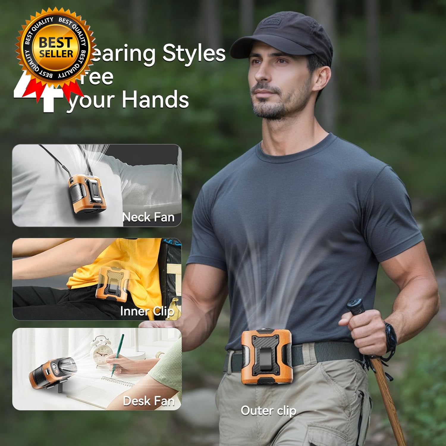 5 in 1 Portable Waist Fan 100 Speeds Powerful 13500RPM Hands-Free Neck Fan