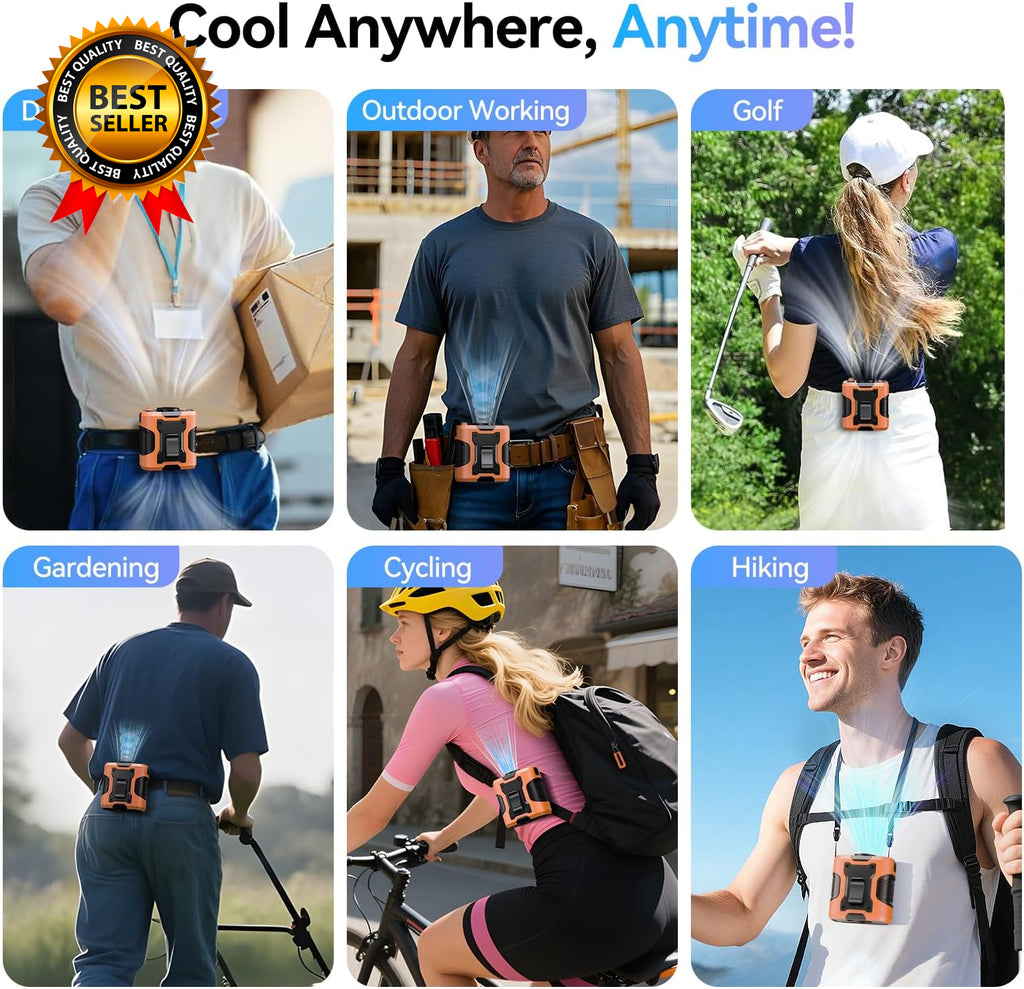 5 in 1 Portable Waist Fan 100 Speeds Powerful 13500RPM Hands-Free Neck Fan